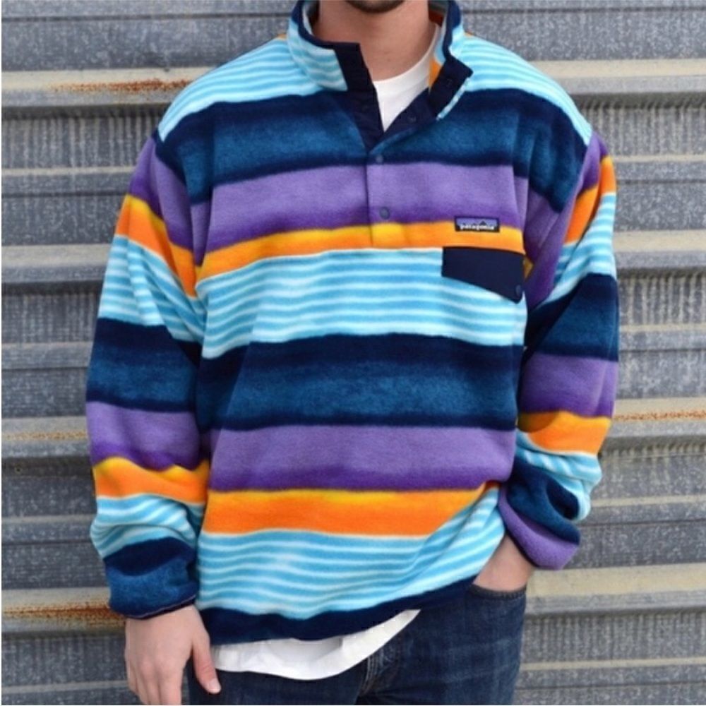 Patagonia Mens Lightweight Synchilla Snap-T Fleece Pullover Painted Fritz XS